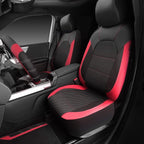 CAR PASS Air Mesh Leather Car Seat Covers for Front Seats, Waterproof Car Floor Mats, Sporty Steering Wheel Cover, Universal 