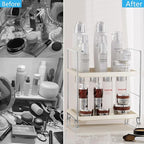 FSyueyun 2-Tier Bathroom Countertop Organizer, Tool-Less Installation Premium Plastics Makeup Shelf Organizer Perfume Skincar