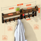 29'' Rustic Coat Rack Wall Mount with Shelf, Solid Wood Coat and Key Hanger with 11 Metal Hooks, Farmhouse Wall Organizer for