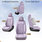 Coverado Car Seat Covers Full Set, Purple Leather Seat Covers for Cars, Luxury Front and Back Car Seat Protector, Universal W
