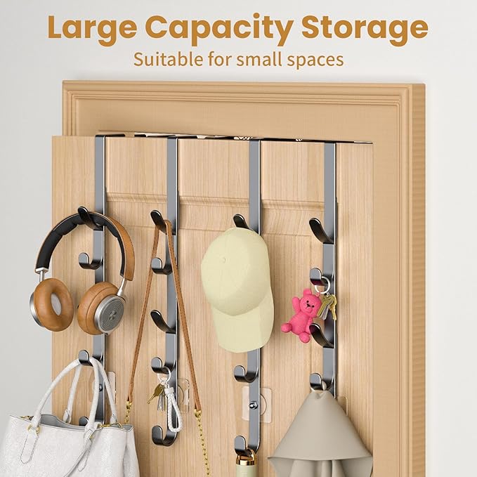 Over The Door Hooks, Metal Door Hooks for Hanging, Over The Door Purse Organizer for Coat Hanger, Back of Shower Door for Han
