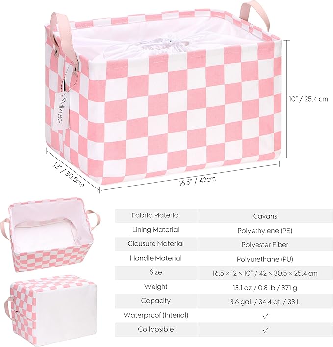 Hinwo Large Canvas Fabric Storage Basket with Handles, 33L/8.6-Gal Rectangle Bin, Collapsible Storage Box, Clothes, Toys, Bla