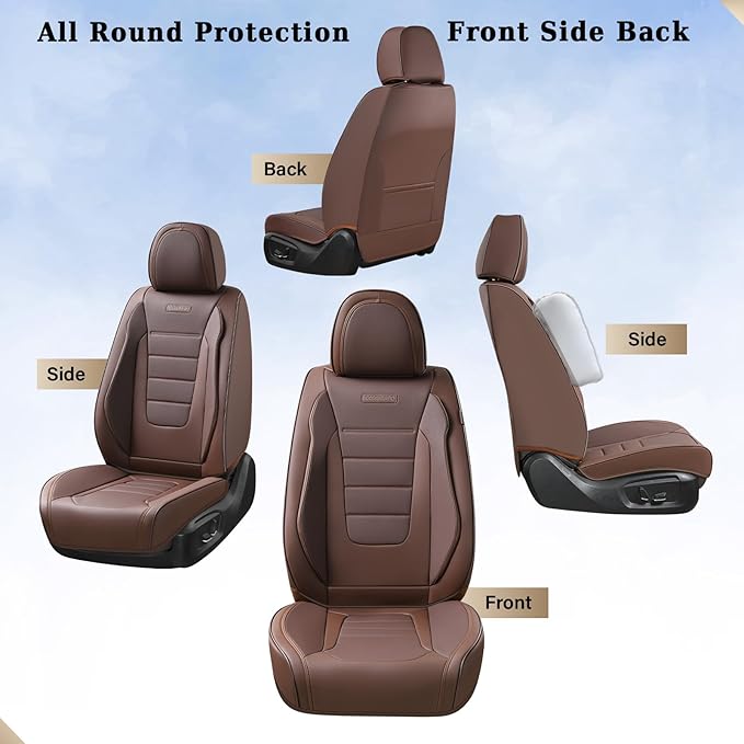 Coverado Car Seat Covers Front, Seat Covers for Cars, Waterproof 2-Pack Car Seat Cushions, Leather Carseat Seat Protectors, U