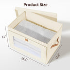 Homsorout Large Closet Storage Bins - Collapsible Clothing Organizer with Handles & Window, Decorative Bin with Lids, Linen C