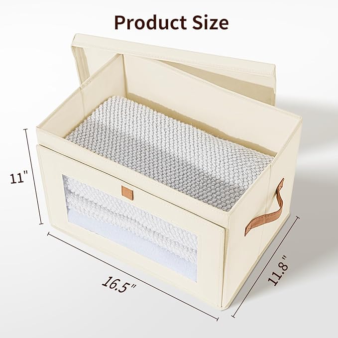 Homsorout Collapsible Storage Bins - Large Closet Organizer with Handles & Window, Decorative Storage Boxes, Fabric Container