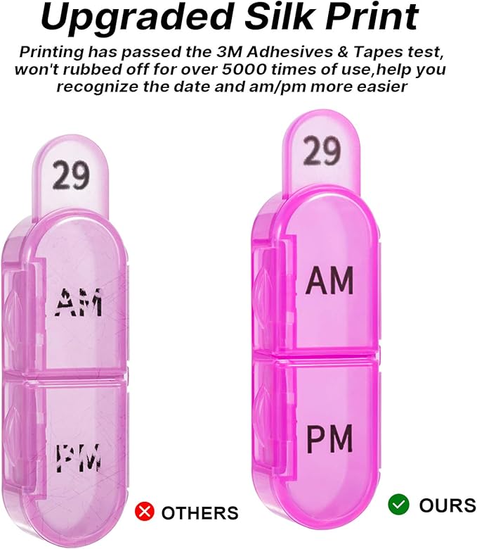 Daviky Monthly Pill Organizer 2 Times a Day - 30 Day Pill Box AM PM, BPA Free One Month Medicine Organizer Twice Daily, 31-Da