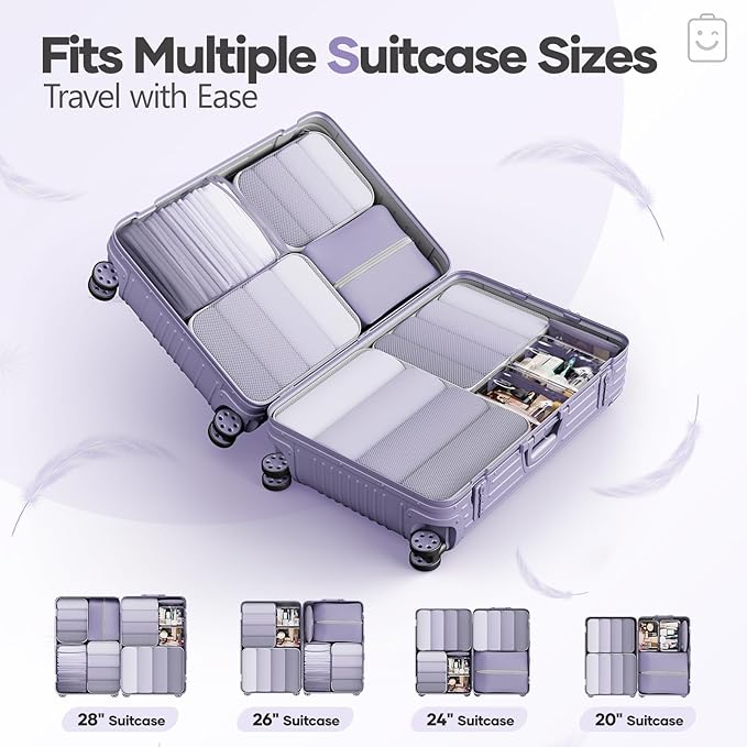 Veken 9/11 Set Compression Packing Cubes for Travel Essentials,Compressible Expandable Large Luggage Suitcase Organizer Bags 