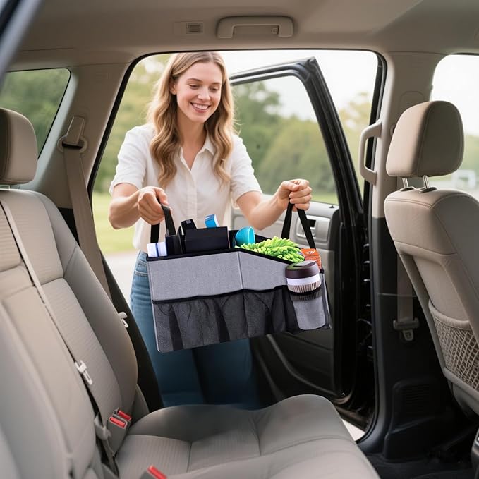 Smof Car Organizer- Car Seat Organizer for Front Seat Back Seat Between Seats, Foldable Car Storage Organizer for Kids Adults