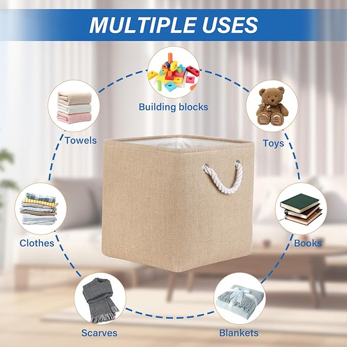 Temary Storage Baskets for Shelves 13 Inch Baskets for Gifts Empty, 4 Pack Shelf Baskets Decorative Storage Baskets Cube Coll