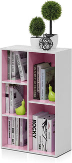 Furinno LUDER Book Shelf, 5-Cube Bookshelf, Reversible Bookcase, 9.4 x 19.5 x 31.5, Easy Assembly, for Living Room, Bedroom, 
