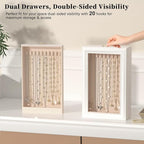 Necklace Organizer Box - 2-Layer Double-Sided Clear Lid Jewelry Storage Case, Anti-Tangle Necklaces Display Holder for Pendan