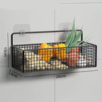 Multifunctional Iron Wire Wall Hanging Storage Basket, Portable Metal Mesh Bin for Kitchen and Bathroom, Vintage Wall Mount F