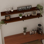 Industrial Pipe Wall Shelves - 60"" Warm Walnut Solid Wood, 12"" Deep Floating Shelving for Farmhouse Rustic Decor, Sturdy St