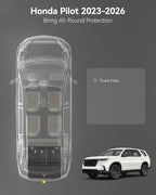 3W Cargo Liner Fit for Honda Pilot 2023 2024 2025 2026 TPE Custom Fit All Weather Honda Pilot Accessories 2023-2026 Odorless Anti-Slip Mats Trunk Mats Black