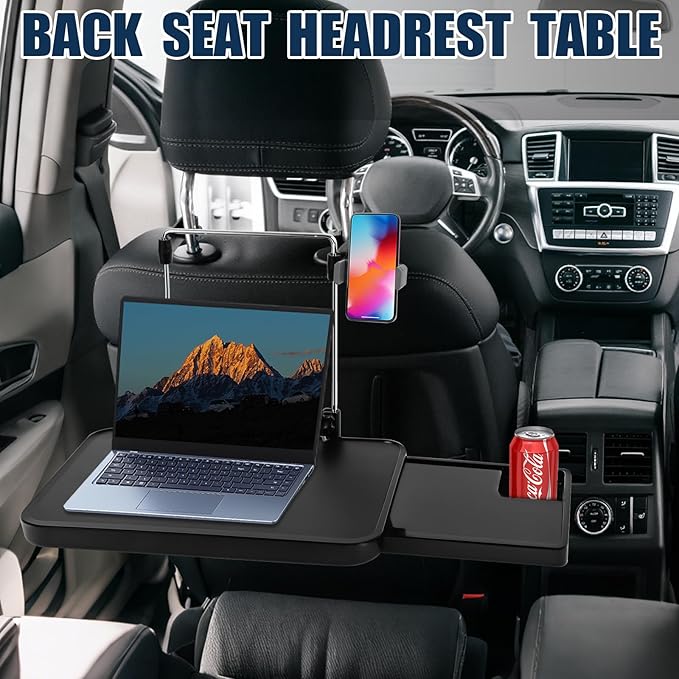 2 in 1 Steering Wheel Tray, Car Table with Phone Holder, Multifunctional Adjustable Car Trays for Eating, Universal Fit for Most Vehicles