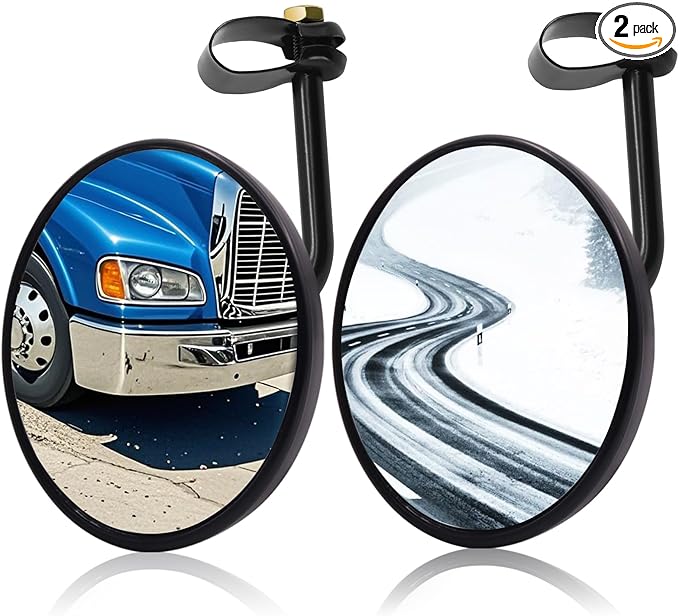 5.9-inch Round Convex Mirror with Tube Mounting Bracket- Convex Blind Spot Mirror for Truck/Bus/Van/Tractor/Tow/Forklift- 1PCS (2)