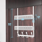 Kaiferty Over The Door Hooks Organizer,Coat Rack with 12 Hooks and 2 Mesh Baskets,Back of Door Storage Organizer for Bathroom