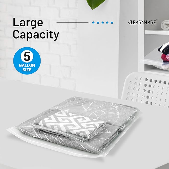 25 Large Storage Bags With Zipper Top - 5 Gallon Bags (18x24, 25, Count)