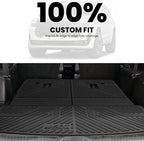 LASFIT Trunk Mat with Backrest Mat for GMC Acadia 2017-2023, All Weather TPE Custom Fit Cargo Mat Trunk Liner with Backrest Mat, Black