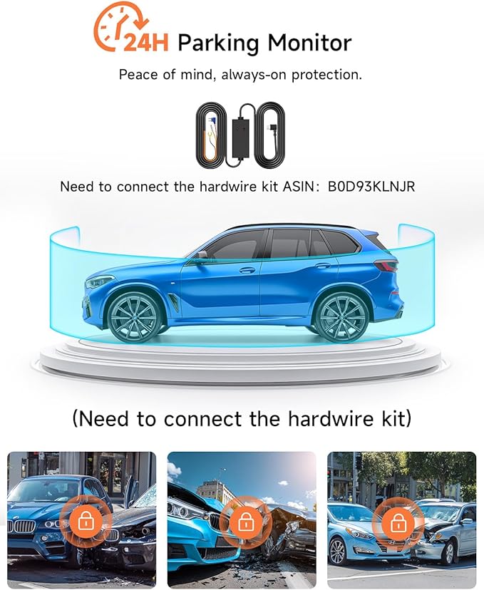 4K 3 Channel Dash Cam Front and Rear,4K+2.5K+1080P Dash Camera for Cars Inside,3.2" Screen Dash Camera for Cars, WiFi APP Con