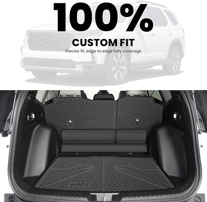 LASFIT Full Set Floor Mats for Honda CR-V 2026 2025 2024 2023 (Gasoline Only), All Weather TPE Custom Fit Floor Liners 1st & 2nd Row & Seat Back Mat & Cargo Mat (Lower Position)