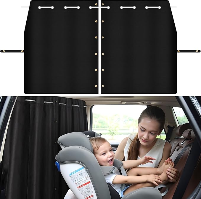 XCBYT Car Privcay Curtains - Car Camping Divider Curtains with Stainless Steel Adjustable Length Crossbar Window Shades for Van SUV Pickup Truck Travel Nap Camping