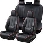 Coverado Car Seat Covers Full Set, Seat Covers for Cars, Black Car Seat Protector Waterproof, Nappa Leather Car Seat Cushion,