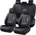Coverado Car Seat Covers Full Set, Seat Covers for Cars, Black Car Seat Protector Waterproof, Nappa Leather Car Seat Cushion,