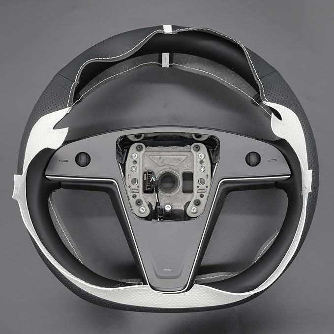 MEWANT Hand Stitched Tesla Model S(O-Shaped) Steering Wheel Cover Wrap for Tesla Model S 2021-2023 / Model X 2021-2023 Steering Wheel Accessories