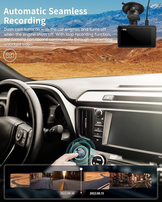 iZEEKER 2.5K Dash Cam, 1440P QHD Car Camera with Free 32GB Card, 3" IPS Display, Night Vision, WDR, 170°Wide Angle, Loop Reco