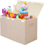 popoly Large Toy Box Chest Storage with Flip-Top Lid, Collapsible Kids Storage Boxes Container Bins for Toys, Playroom Organi
