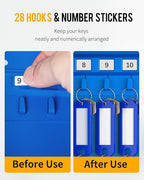 Uniclife 28 Keys Steel Key Cabinet with Resettable Code Blue Wall Mounted Key Organizer with Combination Lock Digital Securit