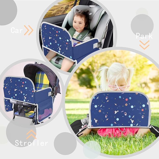 MENZOKE Car Seat Tray for Kids with Educational Drawing Board, Tablet Holder & Cooler Cup Holder, Essential for Car Travel & 