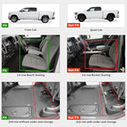 LASFIT Floor Mats for Ram 1500 Crew Cab 2019-2024 Bench Seat (NOT for Bucket Seat) with Rear Under-Seat Factory Storage 4 Full Size Doors, All Weather TPE Custom Fit 1st & 2nd Row, Black