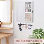 Keebofly Wall Mounted Jewelry Organizer With Rustic Wood Large Space Jewelry Cabinet, Holder, Storage Box for Necklaces, Earr