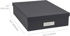Bigso Oskar Fiberboard Label Frame Document Letter Box - File Organizer Box for Important Paperwork - Document Storage with a