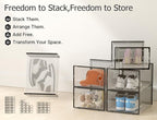 Kuject XXX-Large Shoe Storage Boxes Organizers Clear Plastic Stackable 12 Pack, Shoe Rack & Holder Substitute, Sneaker Contai