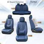 Coverado Car Seat Covers Full Set, Nappa Leather Seat Covers for Car, Waterproof Car Seat Protector with Lumbar Support, Auto