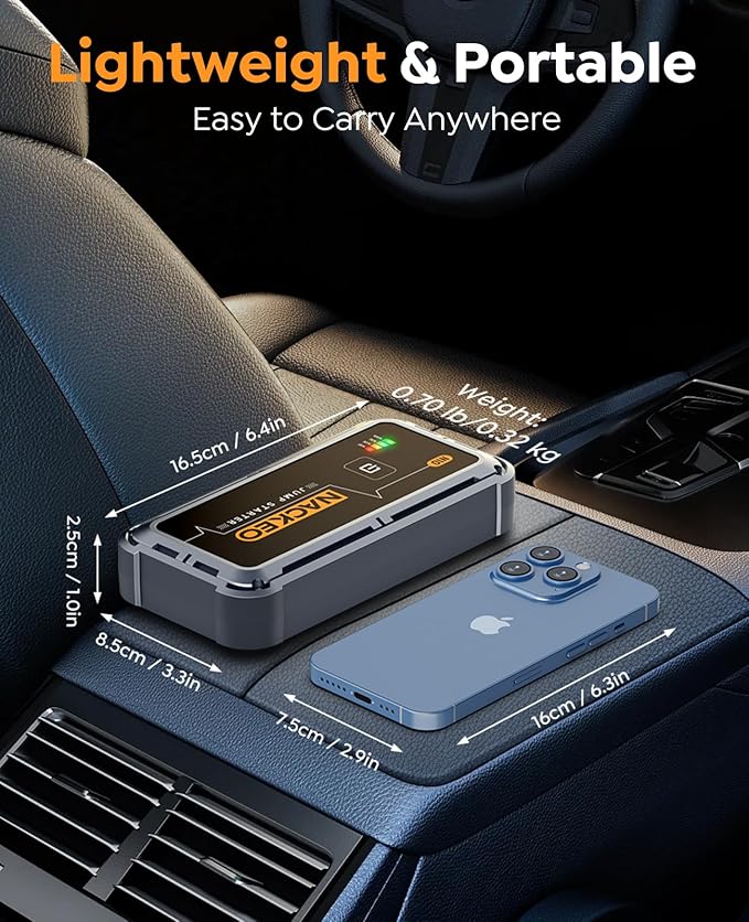 Portable Car Battery Jump Starter 5000A Car Jump Starter Battery Pack (9.0L Gas/8.5L Diesel), 12V Jump Box Car Battery