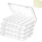 Plastic Organizer Container Box,36 Large Grids Clear Plastic Organizer Box with Adjustable Dividers Craft Organizers (Clear-4
