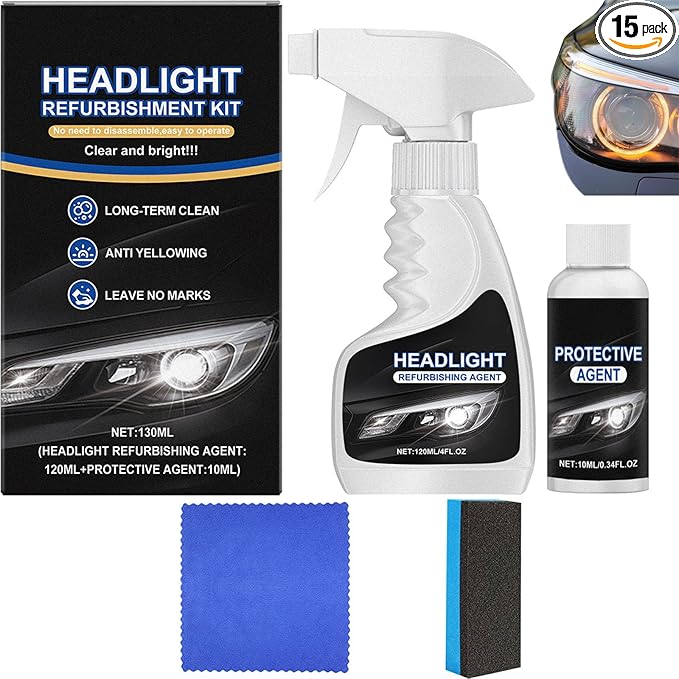 Headlight Restoration Kit, Headlight Refurbishment Spray, Car Headlamp Protective Agent, Headlamp Coating Polishing Kit for C