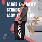 Caroeas 100L Laundry Basket,Large Laundry Hamper, Laundry Bag with Padded Handles, Clothes Hamper Stands Up Well, Collapsible