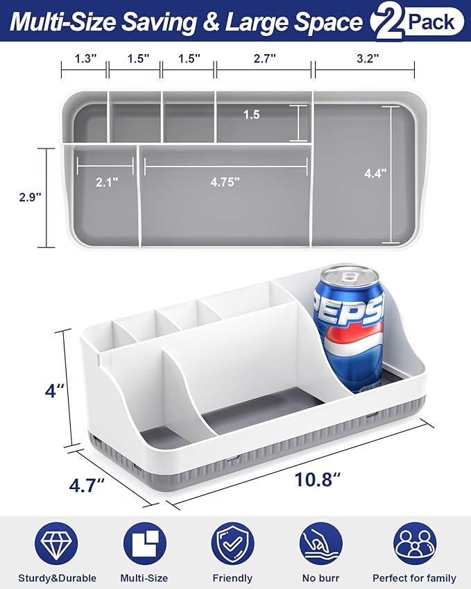 Bathroom Counter Organizer and Storage, 7 Slots Detachable Toothbrush Holders for Bathrooms, Anti-Slip Electric Toothbrush an