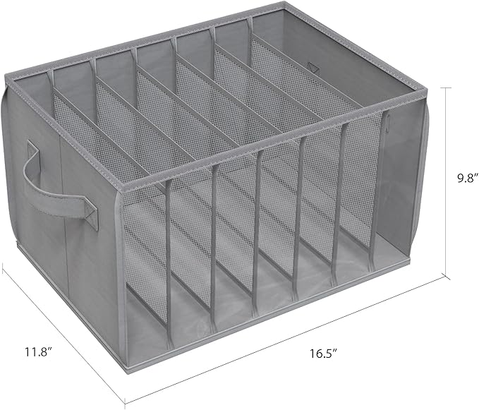 Zilink Upgraded Wardrobe Clothes Organizer with Support Board Clear Jeans Organizer for Closet with 7 Grids Divider Closet Dr