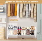 KEETDY 2-Tier Long Shoe Rack for Closet Metal Shoe Organizer for Entryway, Wide Stackable Shoe Storage Shelf with Sturdy Wire