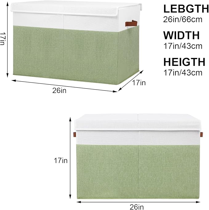 Gowee Large Toy Storage Box with Lid, Sturdy Toys Storage Chest Bin Organizer Basket with Dividers for Kids, Boys, Girls, Nur