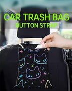 Car Garbage Can, Car Trash Bag, Car Garbage Bag, Hanging Car Trash Can for Car Accessories, Vehicle, Travelling, Camping, Cute Car Back Seat Organizer, Cute Neon Cats
