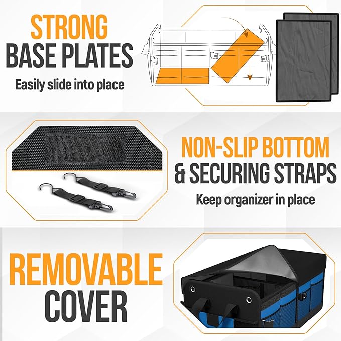 FORTEM Trunk Organizer For SUV Car Organizer and Storage, Multi-Compartment Storage Bag Car Accessories for Women Men, Perfect