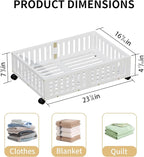 Bamboo Under Bed Storage with Wheels,Rolling Underbed Shoe Organizer Box for Shoes,Blankets,Toys,Clothes Container Space-Savi