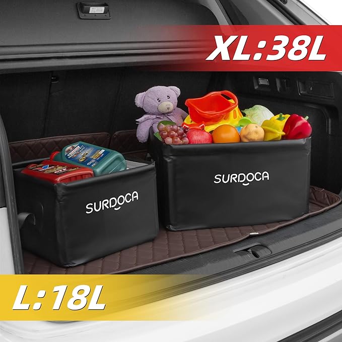 SURDOCA Fully Waterproof Car Trunk Organizer, Foldable Truck Organizer, Multifunctional Collapsible Car Storage Bag, Anti-Mud